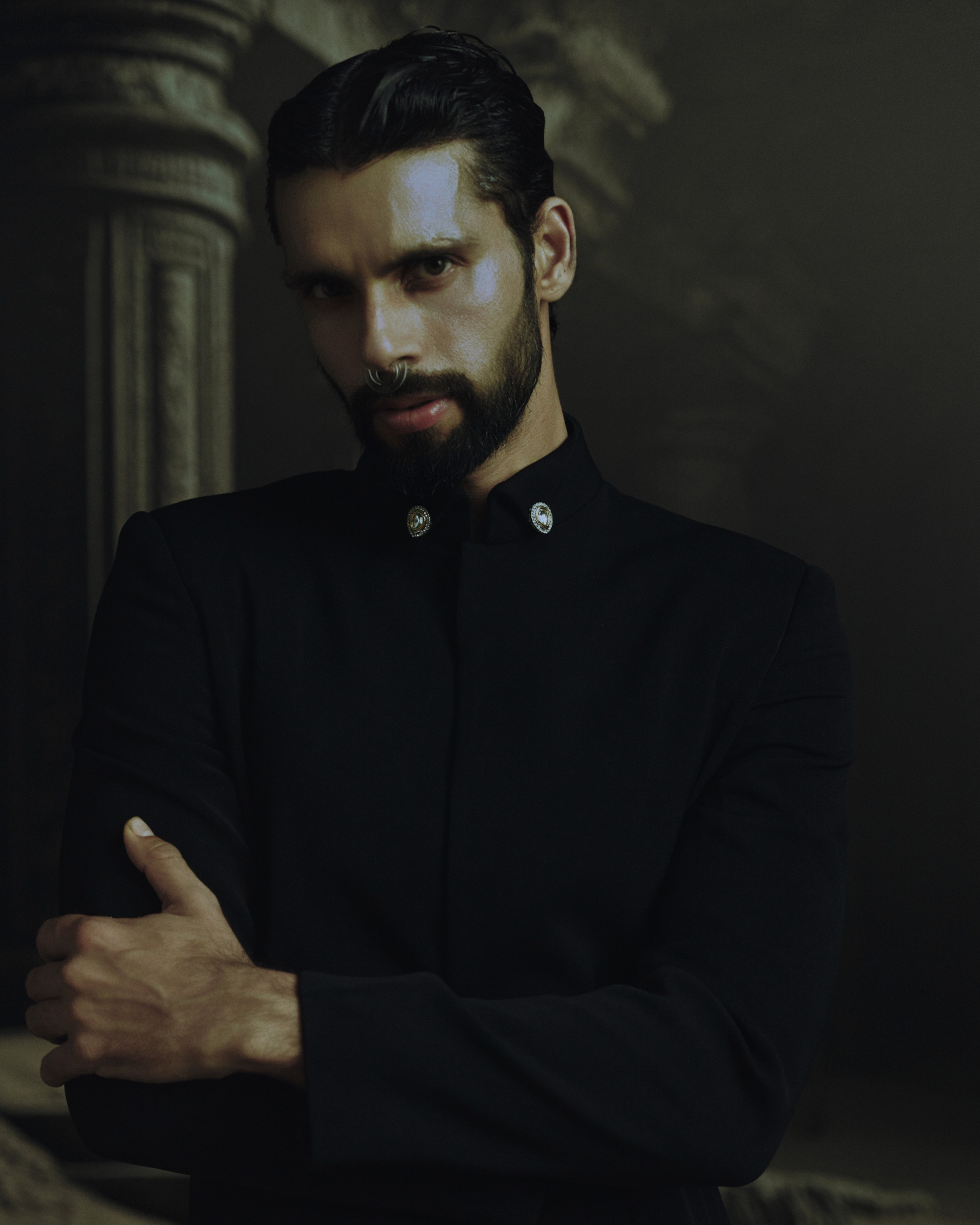 Black Kundan Bandhgala Jacket + Pants
